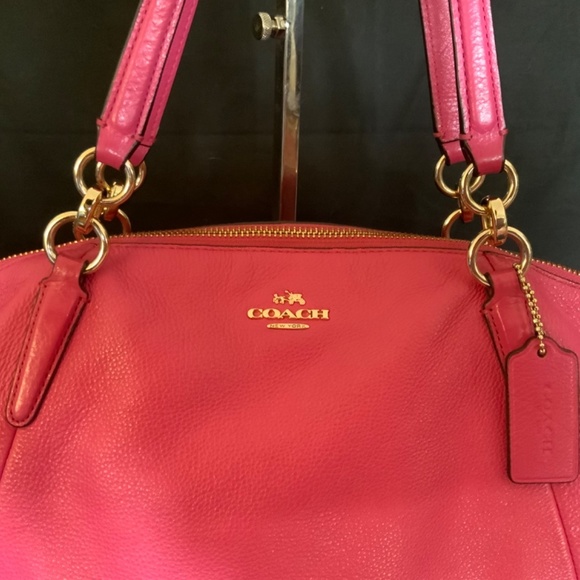 Coach Kelsey Pebbled Leather Medium Crossbody Satchel Tote - Dahlia Pink - Picture 3 of 8